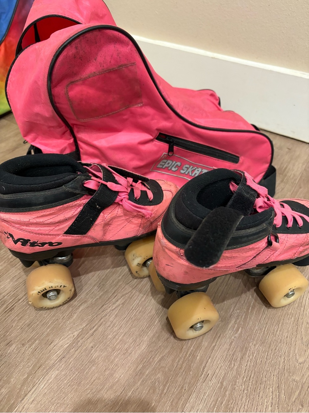 Hot Pink Junior Quad Roller Skate - Lace-Up Style